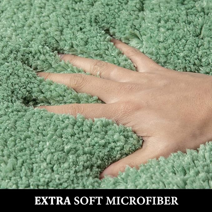 MIULEE Extra Thick Non Slip Bathroom Rug Shaggy Soft Bath Mat Plush Microfiber Absorbent Water for Shower Tub Machine Washable (Sage Green, 24x70 Inches)