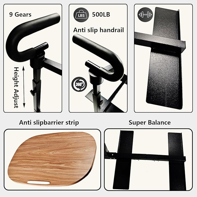 (White 360° Sofa Rotating Table) Auxiliary Standing Tray 360 Degree and Height Adjustable Rotating TV and Laptop Table, Ergonomic Auxiliary Safety Standing Handle