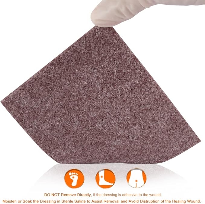 Silver Calcium Alginate Wound Dressing Pad 4''x4'', 10 Packs, High Absorbency Non-Stick Ag Gauze Patch for Pressure Ulcer,Bed Sore,Leg Sore,Diabetic Foot Ulcer