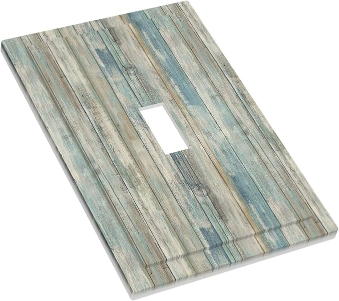 Tea Vintage Wood Plank Distressed Grain Rustic Shiplap Board Single Toggle Light Switch Covers Decorative 1 Gang Wall Plates Cover Electrical Device Switchplate for Farmhouse Bathroom Decor