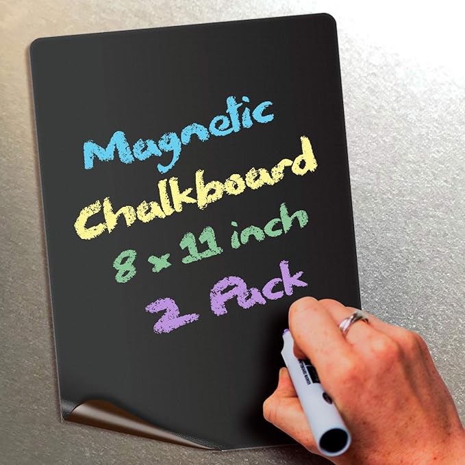 iSYFIX Magnetic Chalkboard Notes - 8.5 x 11 inch, 2 Pack - Decorative Magnet Blackboard for Fridge, Kitchen Organizer, Decor, Office, Grocery Lists, Metallic Boxes, Storage and More