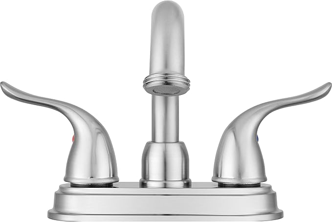 Pacific Bay Treviso Utility Laundry Sink Faucet, Threaded Brass Spout Hose End, Swivel Spout, 2-Handle Levers, Centerset (Brushed Satin Nickel Plated)