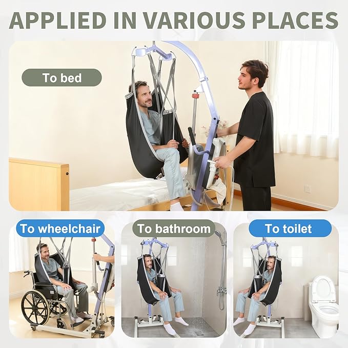 Patient Lift Divided Leg Sling – Heavy Duty 500 lbs Capacity, Easy Hygiene Access with Handles & Pocket, Machine Washable – Small/Medium/Large for Elderly, Disabled & Bariatric Care (Black, L)