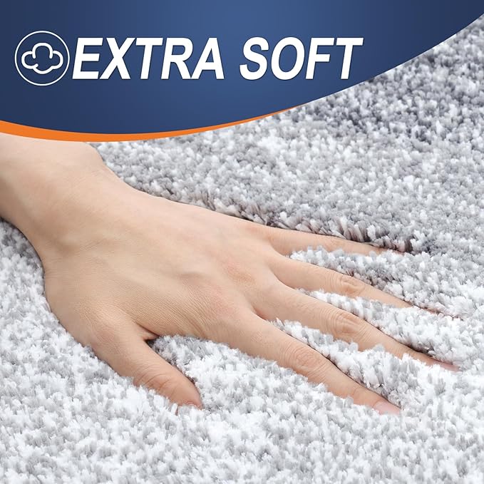 OLANLY Bathroom Rugs Mat 24x16, Extra Soft Absorbent Microfiber Bath Rugs, Rubber Backing, Quick Dry, Machine Washable Bath Mats for Bathroom Floor, Tub and Shower, Home Decor Accessories, Light Grey