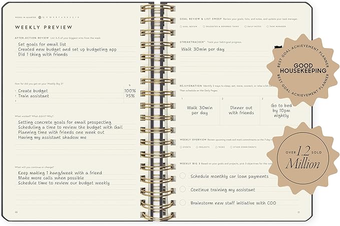 Full Focus Leather Coil Planner by Michael Hyatt - The #1 Daily Planner to Set Annual Goals, Increase Focus, Eliminate Overwhelm, and Achieve Your Biggest Goals - Hardcover (Oatmeal)
