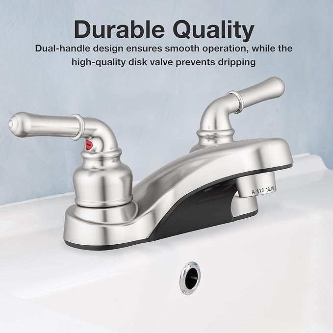 Pacific Bay Lynden Bathroom Sink Faucet - Metallic Plating Over Lightweight ABS Plastic (Chrome) - 2 Pack