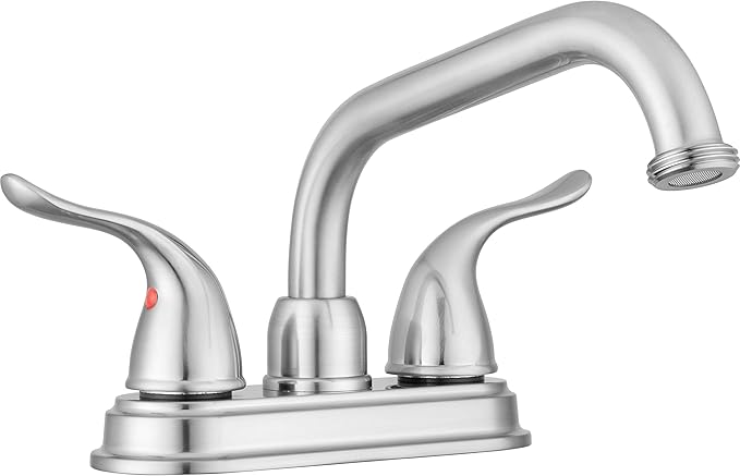 Pacific Bay Treviso Utility Laundry Sink Faucet, Threaded Brass Spout Hose End, Swivel Spout, 2-Handle Levers, Centerset (Brushed Satin Nickel Plated)