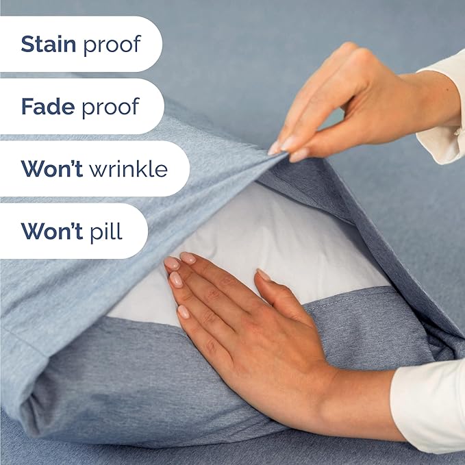 Twin 4 Piece Sheet Set - Cooling & Breathable Bed Sheets - Hotel Luxury Bed Sheets for Women, Men, Kids & Teens - Bedding w/Deep Pockets & Easy Fit - Soft & Wrinkle Free - Twin Heathered Blue Sheets