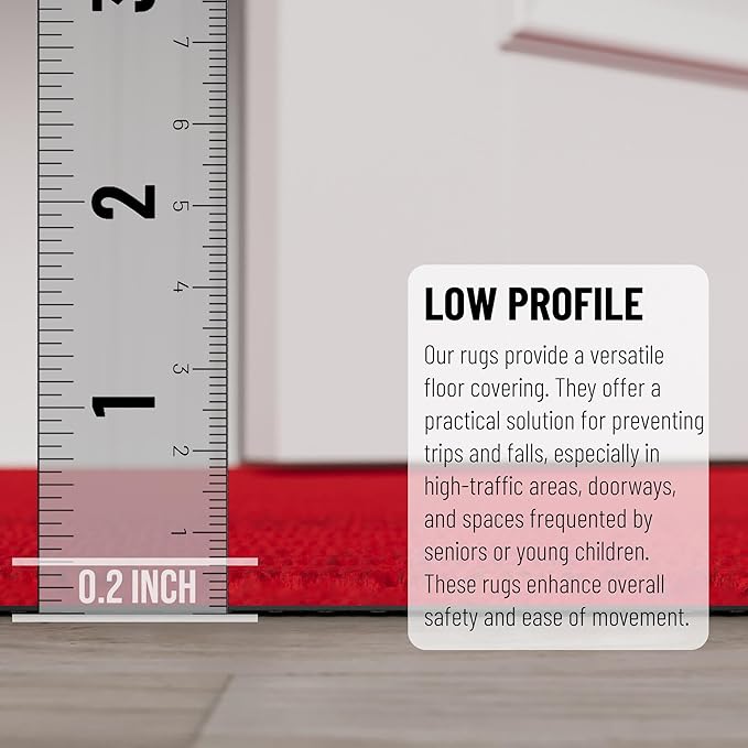 Ottomanson 2'7" x 28' Hallway Runner with Scraper Pile Extra Durable Non-Slip Rug Mat for Indoor & Outdoor Use - Ideal for Kitchen, Entryway, Patio & Garage - High-Traffic Carpet, Red