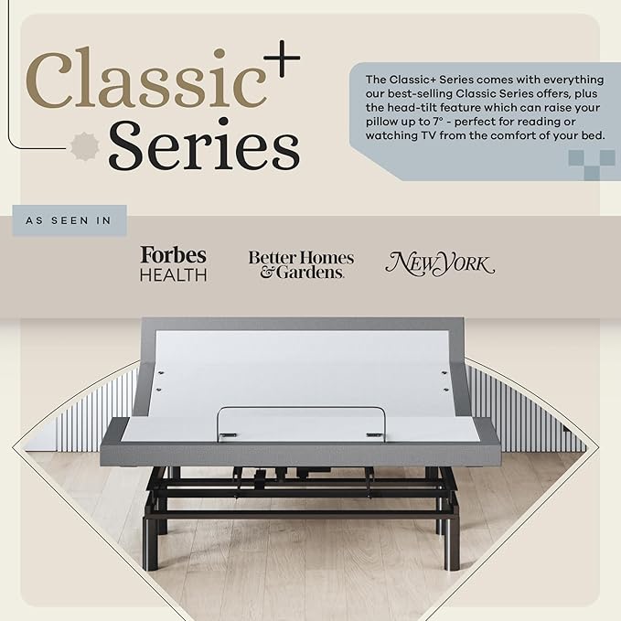 Sven & Son Harmony Adjustable Bed Base, Head and Foot Lift, Massage, Under-Bed Lights, USB, Gel Memory, Zero Gravity Smart Frame - Full