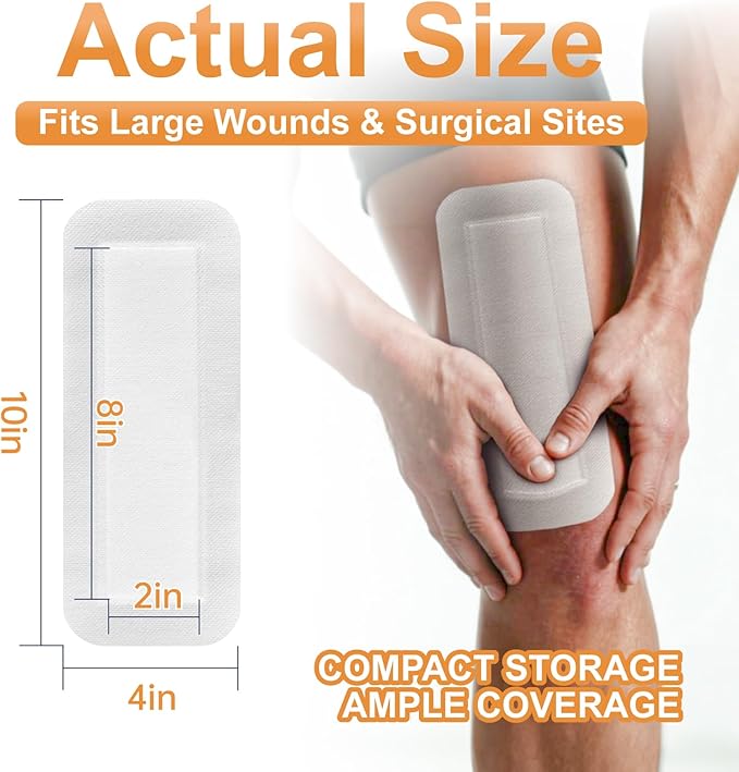 Carbou Island Dressing Bordered Gauze 4"x10" - 25 Sterile Individually Wrapped Pads | Non-Stick Center with Water-Resistant Adhesive Border | Medical Grade Non-Woven Backing for Wound Care & First Aid