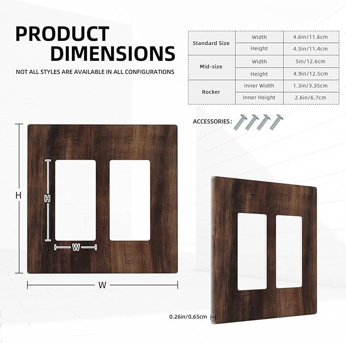 Decorative Outlet Covers Rustic Farmhouse Brown Wood Barn Door 2 Gang Light Switch Cover Plate Double Rocker Wall Plate Gfci Switch Plate Covers for Bathroom Decor