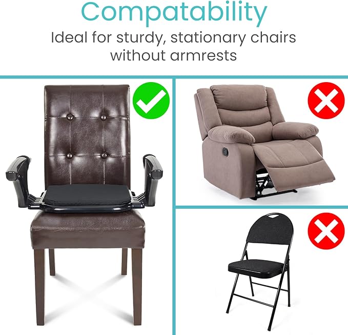 Vive Seat Lifter Chair Assist for Elderly & Adults - Patented Portable Sit to Stand Lift Device for Seniors - Stand Assist Aid & Support - Cushioned Transfer & Mobility Aid - Supports 250 pounds
