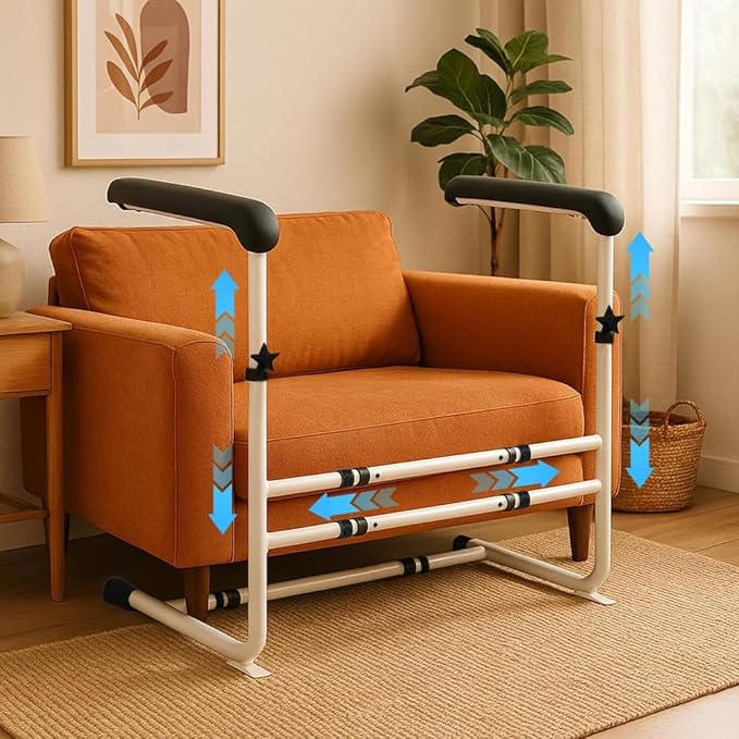 Couch Stand Assist Rail Mobility, Height & Width Adjustable Chair Lift Assist Devices for Seniors, Mobility Standing Aid for Disabled, Patients, Seniors
