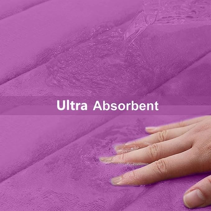 Buganda Memory Foam Bath Mat, 55" x 24", Ultra Soft and Non-Slip Bathroom Rugs, Water Absorbent and Machine Washable Bath Rug Runner for Bathroom, Shower, and Tub, Violet
