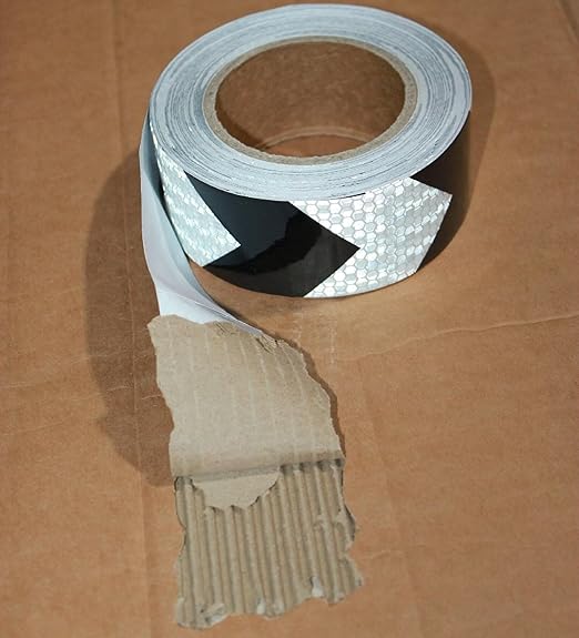 Black White Reflective Tape 2 inch X 66 feet, Outdoor Waterproof Hazard Conspicuity Warning Industrial Marking Tape