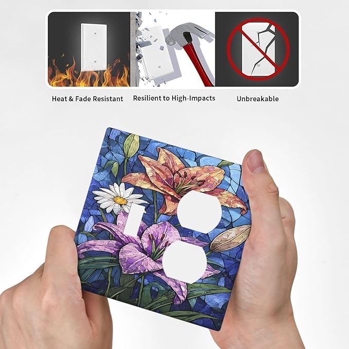 Wallplates Vintage Colorful Flower Oil Painting Style 1 Toggle 1 Duplex Switch Plate Electrical GFCI Faceplate Decorative Light Switch Covers for Bedroom Bathroom Decor