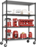 IZEUK Garage Shelving Wide Storage Shelves 4 Tier Metal Shelves 3200 LBS Heavy Duty Adjustable Utility Shelf Rack Black 23.6" D x 53.1" W x 73.6" H
