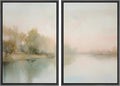 MUDECOR Framed Canvas Print Wall Art Tranquil Reflection Serene River Landscape Illustrations Modern Art Decorative Bohemian Chic for Living Room, Bedroom, Office - 16"x24"x2 Black