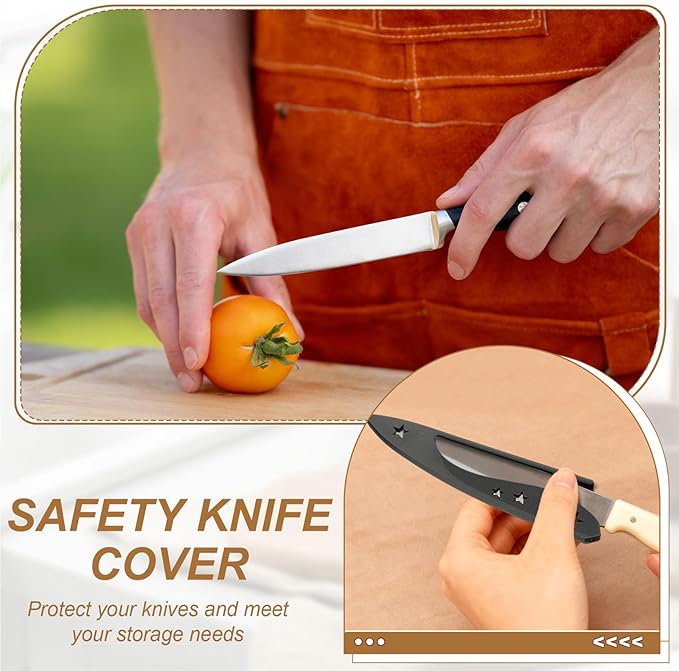 uxcell 2Pcs Safety Knife Covers Sleeves, Universal PP Knife Sheaths Edge Guards Blade Protector Covers for 6.3" Boning Knives Portable for Kitchen Camping Picnics Accessories, Black