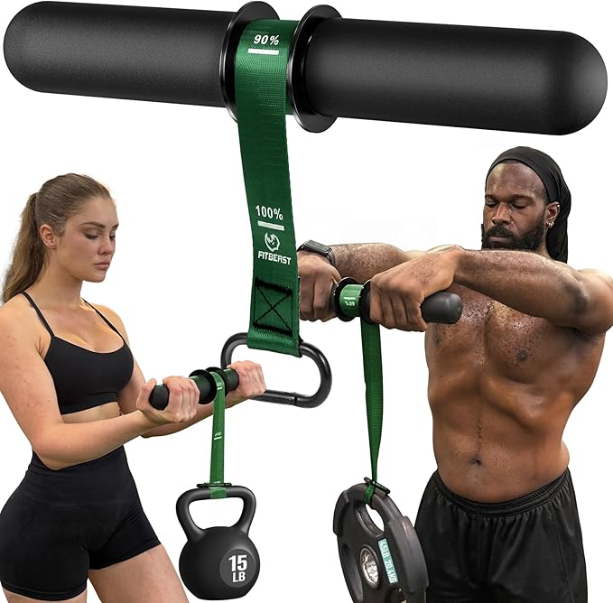 FitBeast Forearm Strengthener & Forearm Exerciser, Wrist Roller with Thicker Handle, Forearm Strength Trainer with Adjustable Strap - Ideal for Grip Strength, Muscle Building, Rehabilitation