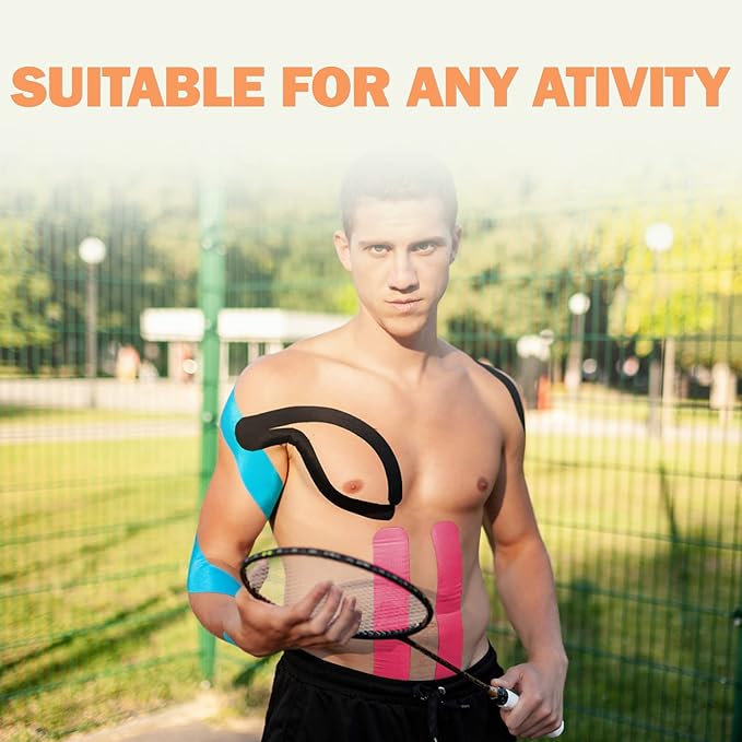 OK TAPE Regular Original Cotton Kinesiology Tape (2 Pack), Elastic Water Resistant Therapeutic Athletic Tape, Latex Free, Injury Recovery, Uncut K Tape 2in×16.4ft - Beige