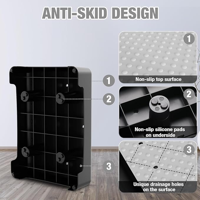 HBTower Step Stool, Mobility Step Stool for Adults & Seniors, Non-Slip Step Platform Indoor and Outdoor, Portable Step Riser, Safety Step for Car, Bedside, Office, Shower, Stairs, Grey