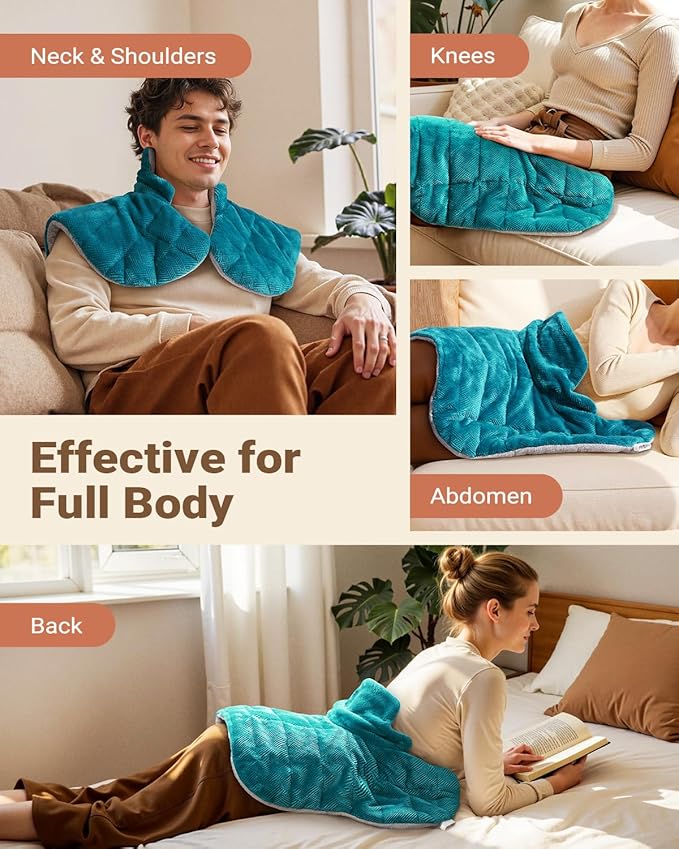 iDOO Graphene-Infused Heating Pad for Neck Shoulders and Back, Valentines Day Gifts for Her Him, Birthday Gifts for Women Men Elderly, FSA Eligible Items Only List, Weighted Heat Pads for Pain Relief