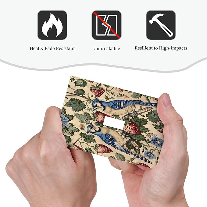 Decorative Light Switch Cover Vintage Floral Bird Strawberry Thief William Morris 1 Gang Single Toggle Device Electrical Faceplate Switchplates Decorator Outlet Wall Plate for Bedroom Home