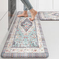 KIMODE Farmhouse Kitchen Mats,Anti Fatigue Kitchen Rugs Sets of 2, Non Slip Waterproof Kitchen Floor Mats, Ergonomic Cushioned Comfort Standing Mat for Laundry, Office, Sink,Desk,Blue