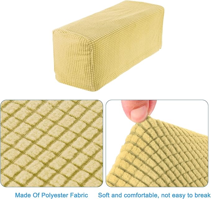 uxcell 2pcs Stretch Armrest Covers for Chairs/Sofas, Couch Arm Covers with Twist Pin, Furniture Protector Slipcovers Beige