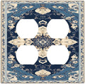 Decorative Switch Plate Covers Boho Beige Navy Blue Medallion 2 Gang Outlet Covers Double Duplex Light Switch Cover Plate Gfci Wall Plate for Country Bathroom Bedroom Decor