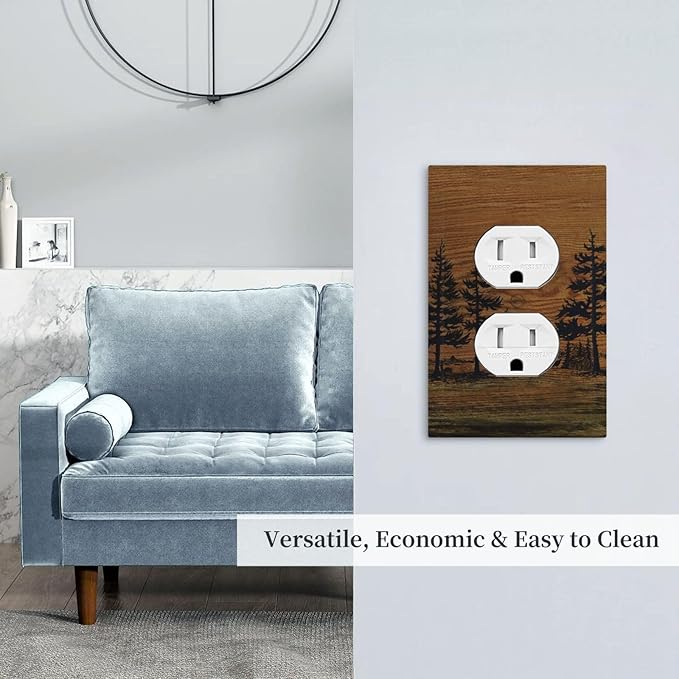 Outlet Covers Rustic Farmhouse Brown Board Pine Tree Wood Grain Decorative 1 Gang Duplex Light Switch Cover Plate Receptacle Wall Plate Electrical Switch Plate Covers for Bathroom Decor