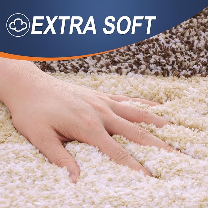 OLANLY Bathroom Rug Set 2 Piece, Soft Absorbent Microfiber Bath Mats and U-Shaped Contour Toilet Rug, Non-Slip, Machine Wash Dry, Plush Shaggy Bath Mats for Bathroom (30"x20"+24"x20", Brown)
