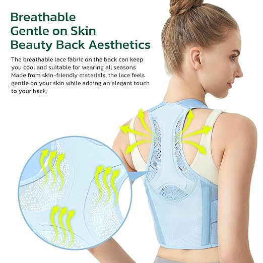 Posture Corrector for Women - Lightweight and Breathable Back Brace for Pain Relief, Rounded Shoulders and Hunchback, Compact & Portable with Fashionable Design, Invisible Under Clothes Black S