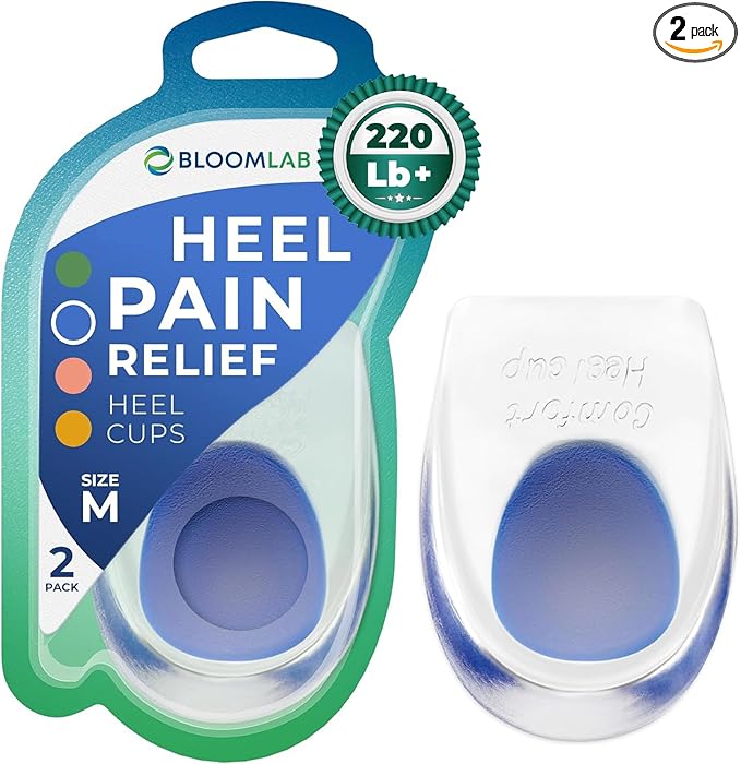 Gel Heel Pads, 2 Pack, for Achilles Tendonitis, Shoe Wedge Inserts for Plantar Fasciitis, Bone Spur, Foot Pain Relief Support, Comfort Cushion Insoles for Women/Men