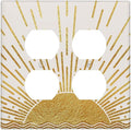 Mid Century Boho Golden Sun Sunrise Sunset Outlet Covers 2 Gang Double Duplex Decorative Light Switch Covers Electrical Wallplates Socket Faceplate for Bed Room Living Room Decor