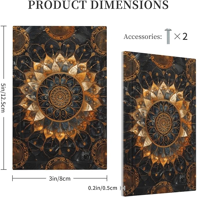 Cool Colorful Mandal Flowers Boho Floral Light Switch Cover Plate 1 Gang No Device Blank Electrical Wall Plates Faceplate Decorative Switch Plate for Bed Room Living Room Decor