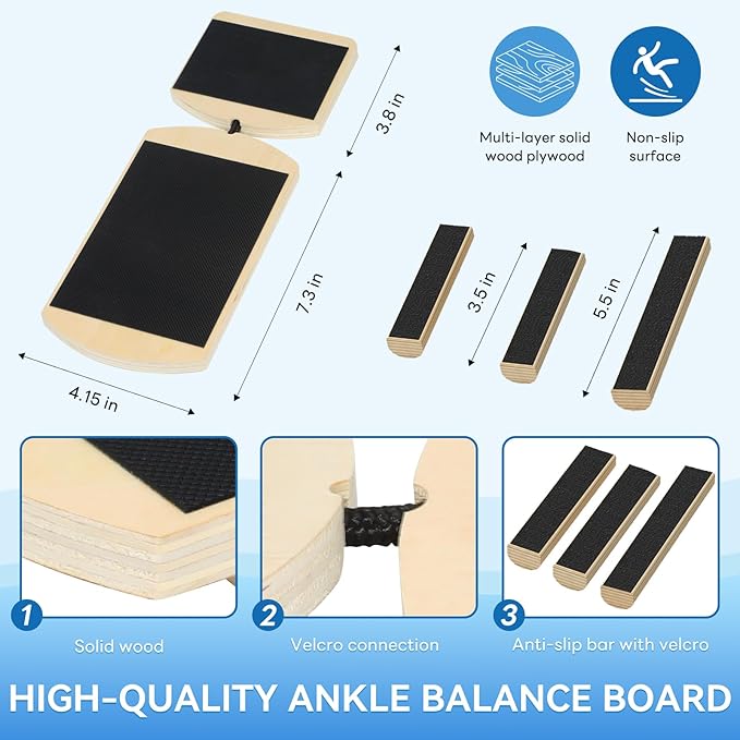 Ankle Balance Board & Ankle Stretcher for Physical Therapy Rehab, Plantar Fasciitis Relief, Stability Training, Christmas Gifts for Dad Mom and Colleagues – Foot Strengthener