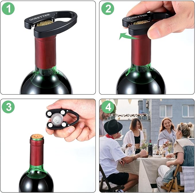 GOBETTER 4 Pcs Wine Foil Cutter Magnetic Design, 4 Stainless Blades Foil Remover Wine Bottles Opener Accessory, Removes Foil Top Effortlessly for Wine Lovers, 2Black 2Red