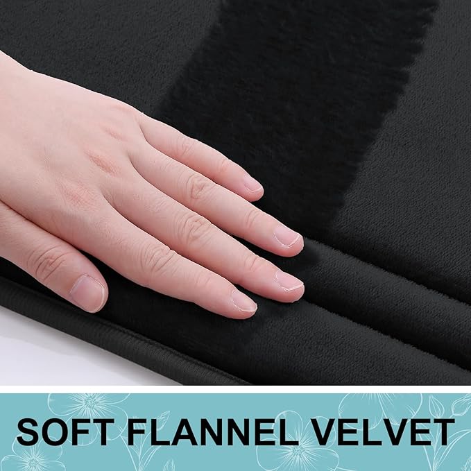 Grandaily Memory Foam Bath Mat Rug 24x16, Ultra Soft, Non-Slip and Absorbent Bathroom Rugs, Machine Wash Dry, Comfortable Bath Carpet for Bathroom Floor, Tub and Shower, Black