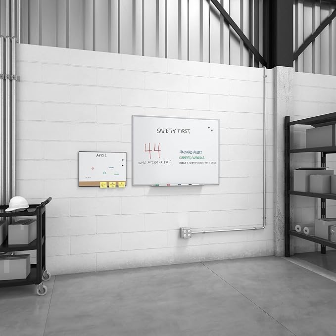 TRU RED Steel Magnetic Whiteboard | Dry Erase Board for Wall, White Board with Satin Frame, 4 ft x 3 ft, 4 Multicolor Markers Included