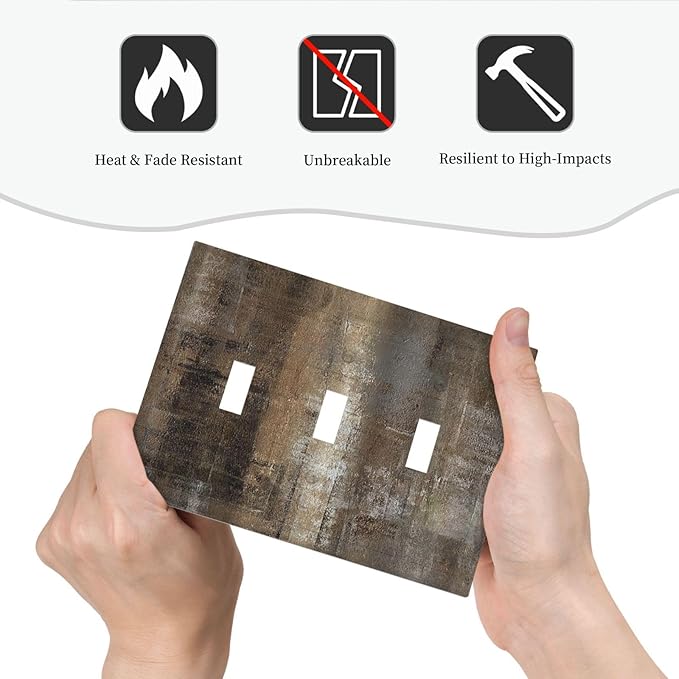 Decorative Switch Plates Old Vintage Copper Rustic Rusty Modern Tan Brown 3 Gang Wall Plate Triple Toggle Light Switch Cover Faceplate Electrical Wall Panels for Farmhouse Cabin Decor
