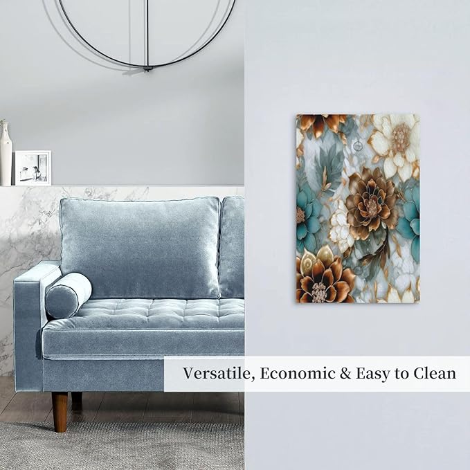 Vintage Marble Floral Gold/Green/White Metal Flowers 1 Gang Blank Light Switch Covers Plate Decorative No Device Wall Plate Coves Electrical Switchplate Dimmer Faceplate for Bathroom