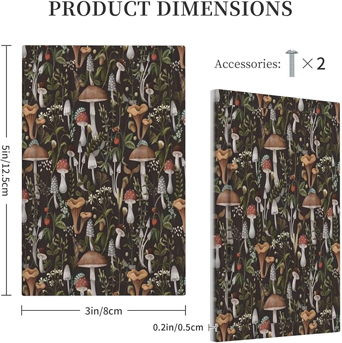 Funky Retro Vintage 70s 60s Boho Hippie Mushroom 1 Gang No Device Light Switch Cover Decorative Single Blank Wall Plate Covers Bohemian Floral Electrical Switchplate Faceplate for Bathroom