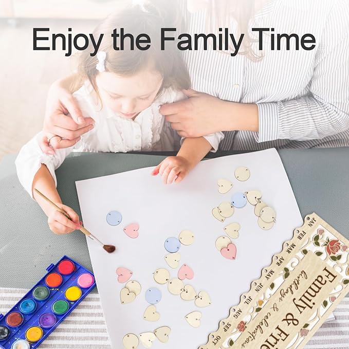 CHDITB Wooden 3D Family Friends Birthday Calendar Wall Hanging(16"x6"), Boho Flowers Botanical Birthday Celebrations Reminder Tracker with Tags, Custom DIY Mother Gifts for Grandma
