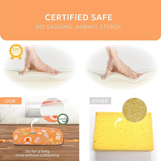 Toddler Booster Seat for Dining Table,Portable Kids Booster Seat - Adjustable, Non-Slip, Lightweight & Easy to Clean(Orange)