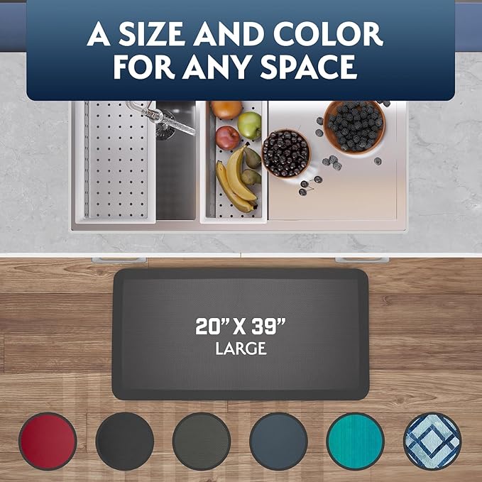 Anti Fatigue Mat, Kitchen Mats for Floor, 3/4" Cushioned Kitchen Rug and Standing Desk Mat & Garage, Non Slip, Waterproof and Stain Resistant