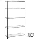 SONGMICS 5-Tier Storage Unit, Wire Shelving, Kitchen Metal Rack With Adjustable Shelves, Shelf Liners, 8 Hooks, for Garage, 11.8 x 35.4 x 63 Inches, Black ULGR095B01