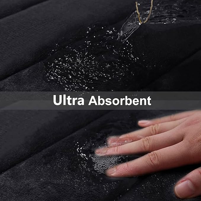 Buganda Memory Foam Bath Mat, 55" x 24", Ultra Soft and Non-Slip Bathroom Rugs, Water Absorbent and Machine Washable Bath Rug Runner for Bathroom, Shower, and Tub, Black